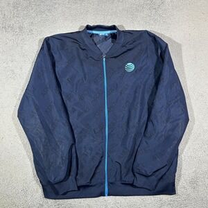 AT&T ATT Logo Blue Employee Full Zip Windbreaker Jacket Men's 2XL  #3782
